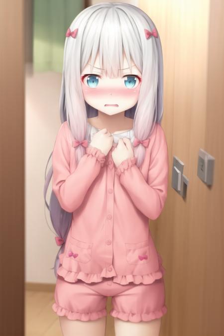 1girl, pajamas, <lyco:izumi sagiri-step00001200:1.0> izumi sagiri, (angry, disgust:0.9), blush, embarrassed, 
<lyco:artist1:1.3>