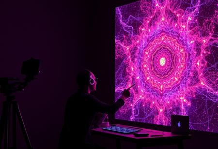 An AI Artist making AI art of another AI Artist