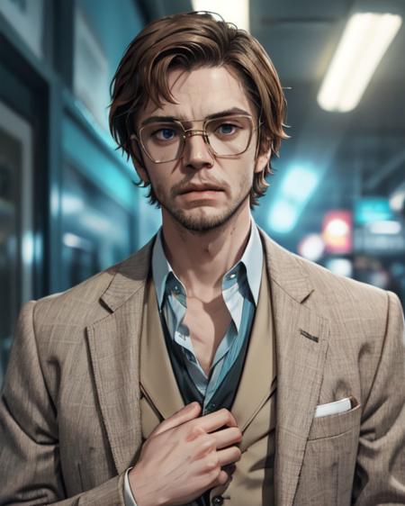 jeffreydahmer, a man with glasses and a suit jacket, (upper body)