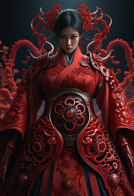 professional 3d model japanese clothes, <lora:Beeple_generative art-000005:1>,Beeple,, red biomechanical details,<lora:Abstract Concept-Chaos:0.4>,intricate fractal art,apophysis, chaos,, earth \(planet\),<lora:CB-Fantasy-000004:1>, Charlie Bowater, fantasy art, a detailed painting, exquisite details, . octane render, highly detailed, volumetric, dramatic lighting