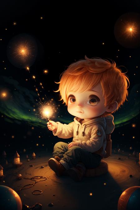 1boy,lovestar, aerial fireworks, astronaut, aurora, milk way, festival,   chibi,  Fisheyes, masterpieces, top quality, best quality, official art, beautiful and aesthetic, animation, 8k raw,
 <lora:lovestar:0.8>