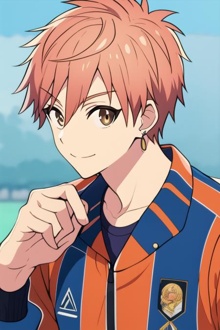 shion_asuma brown eyes orange hair jewelry