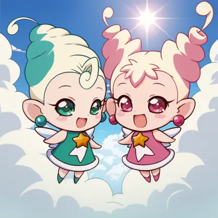 Pyupyu & Kyukyu (Fushigiboshi no Futago Hime Gyu!) [PonyXL]