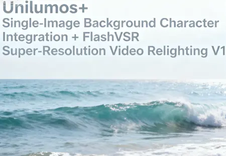 Unilumos+ Single-Image Background Character Integration + FlashVSR Super-Resolution Video Relighting V1