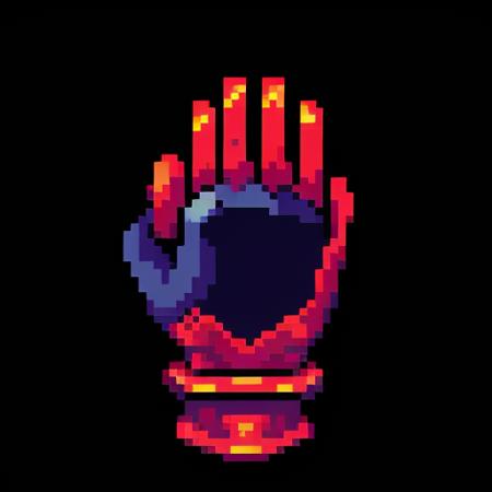 red Metal gloves,Simple background, pure black background, masterpiece,best,quality,pixel,pixel art,xiansu,xiang su,pixelart,<lora:pixelV1:1>, masterpiece,best,quality