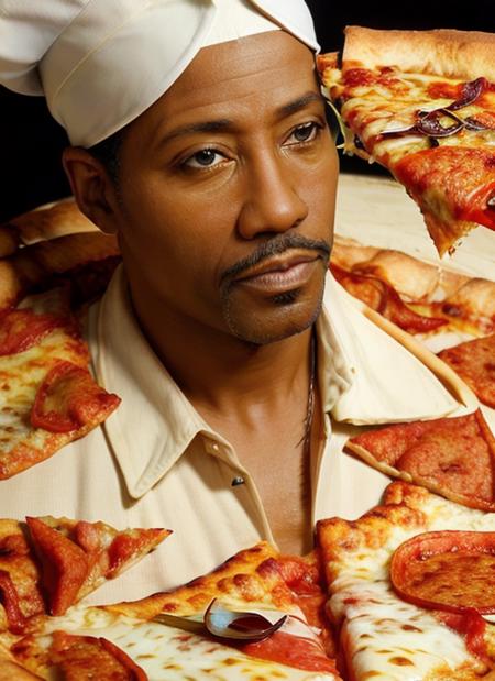 ws1  a man, ((masterpiece)), (best quality), perfect anatomy, highres, detailed, (8k), photorealistic,best quality, ultra highres, ((detailed face)),
 <lora:WesleySnipes:1> (wearing pizza chef outfit:1.2), , modelshoot style,