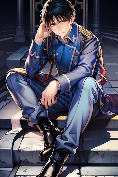 1boy,short hair,black hair,military uniform,gloves