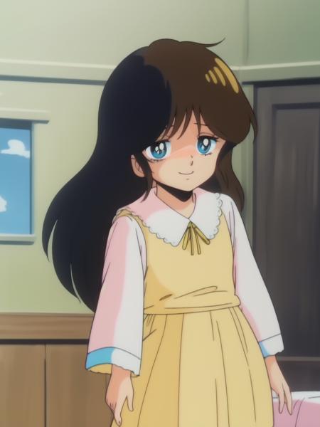 <lora:NonomuraAmi_BeMybaby_Ver2:1>NonomuraAmi, long_hair, brown_hair,  blue_eyes,  bangs, brown_hair, black_hair,  long sleeve, skirt, cowboy Shot, smile, blush,
House in the  room, bed,
1980s \(style\), anime, anime_screencap, animated gif, mp4 ,video, animated, retro artstyle,
masterpiece, high quality, very_high_resolution, large_filesize, full color, 1980s \(style\), anime, anime_screencap, animated gif, mp4 ,video, animated,