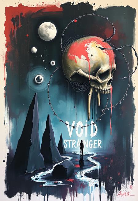 Surreal and abstract painting, creativity is up to you, the only prompt i give is "VOID STRANGER".