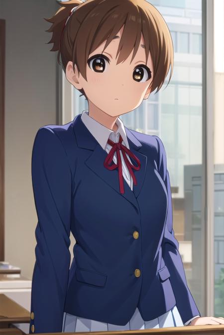 konuihirasawa, <lora:ui hirasawa s2-lora-nochekaiser:1>, 
ui hirasawa, short hair, brown hair, (brown eyes:1.5), ponytail,
BREAK sakuragaoka high school uniform, school uniform, uniform, blazer, shirt, white shirt, collared shirt, skirt, pleated skirt,
BREAK indoors, classroom,
BREAK looking at viewer, (cowboy shot:1.5),
BREAK <lyco:GoodHands-beta2:1>, (masterpiece:1.2), best quality, high resolution, unity 8k wallpaper, (illustration:0.8), (beautiful detailed eyes:1.6), extremely detailed face, perfect lighting, extremely detailed CG, (perfect hands, perfect anatomy),