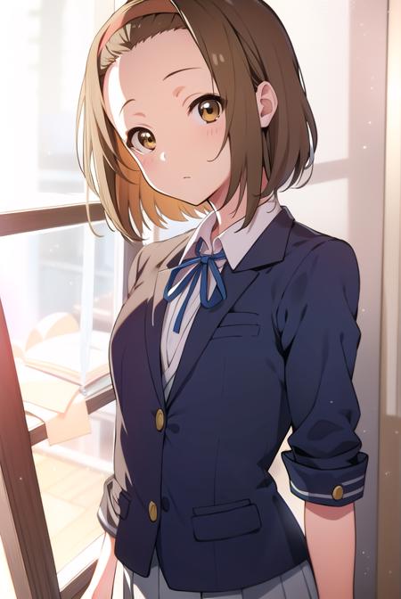 ritsutainaka, <lyco:ritsutainaka-LYCORIStest:1>,
ritsu tainaka, (brown eyes:1.7), light brown hair, (forehead:1.5), hairband, short hair, (flat chest:1.2),
BREAK sakuragaoka high school uniform, school uniform,
BREAK looking at viewer,
BREAK indoors, classroom,
BREAK <lora:GoodHands-vanilla:1>, (masterpiece:1.2), best quality, high resolution, unity 8k wallpaper, (illustration:0.8), (beautiful detailed eyes:1.6), extremely detailed face, perfect lighting, extremely detailed CG, (perfect hands, perfect anatomy),