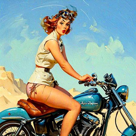 (nsfw), Norman rockwell style,1950's pinup girl,motorcycle gang girl,biker,harley davidson,Mind blowing depth and foreground clarity, abstract details, distinctive visuals, Intricate and Exquisite Definition, sharp focus, Painstaking Attention To Details, (Very Intricate), (UHD), (Unreal Details), (Exquisite intricacies),<lora:GilElvgren:0.5>