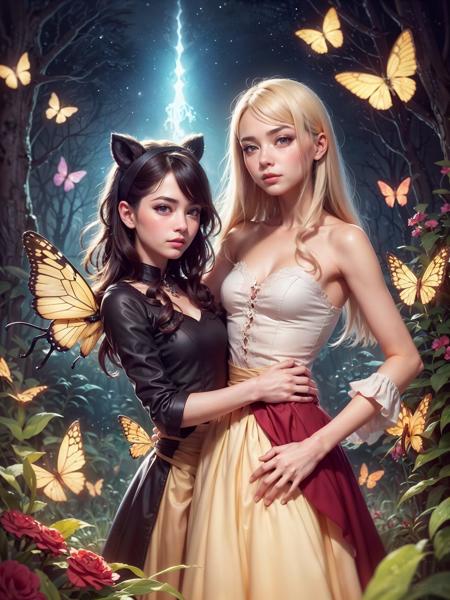 witch, super cute butterflies, digital painting, dreamlike, intricate details, sharp focus, trending on artstation, art by lois van baarle and loish and ross tran and rossdraws and sam yang and samis arts and artgerm, fairy tales, pixar, disney, dreamworks style, surrounded by magical fairies in a dreamlike forest, rendered in intricate detail in a digital painting with sharp focus, inspired by fairy tales and animated movies from pixar, Disney, and dreamworks, and created by the talented artists lois van baarle, Loish, Ross Tran, Rossdraws, sam yang, samis arts, and artgerm, Trending on Artstation, this artwork is sure to capture hearts with its delightful charm, chibi animals