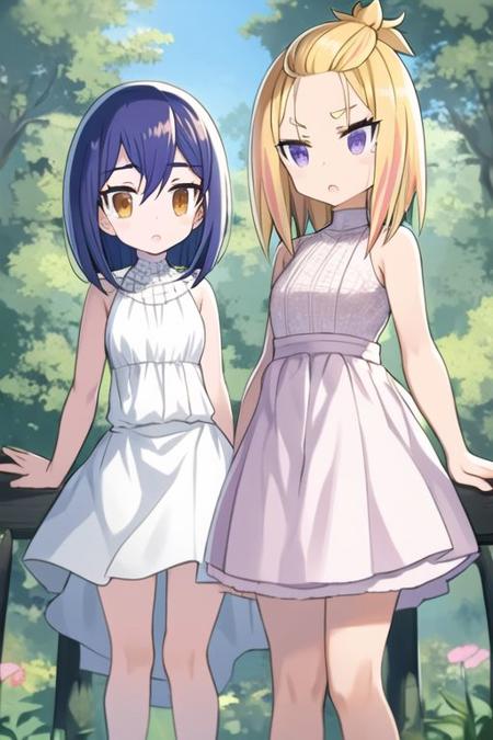 cocona, yayaka, 2girls, white dress
<lora:flifla-v1.0:1>