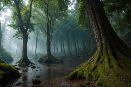 Professional photo of Immersed in the enchanting depths of an ancient forest, a mystical presence witnesses the passage of time, where nature's destiny unfolds with cinematic grandeur, evoking powerful emotions through the ethereal ambience, epic background, cinematic dramatic atmosphere, sharp focus, volumetric lighting, cinematic lighting, studio quality, professional color grading, best quality, highest quality:1.3, epic detailed scenery, vibrant colors, (high resolution:1.3), (sharp focus:1.3), 
8k, RAW photo, best quality, ultrarealistic, ultra-detailed, vignette, highly detailed, moody, epic, gorgeous,
magazine cover, movie poster, wallpaper, natural lighting, perfect contrast, professional cinematic shot, 4k, perfect ambient lighting, intricate details, shallow depth of field, extreme cinematic photorealism:1.3,perfect cinematic atmospheric lighting, perfect realistic cinematic reflections, photographed on a Canon EOS R5, 50mm lens, F/2.8, HDR, 8k resolution, cinematic lens flares, extreme photorealism:1.3, dslr,
