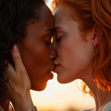 Lesbian kiss, hot and sexy interaction for FLUX V1