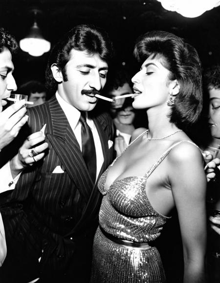 Iconic Photos From 1980's night clubs from Istanbul, lounge. movie stars (ferdi tayfur, aylin koca) , having fun ,alcohol-free ,smoking,  photos taken by Meryl Meisler