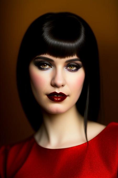 Romanian vampire girl, 23 years old, (beautiful:1.75), (very pale skin:1.35), (gothic makeup:0.99), (Red Lipstick:1), (black hair), (anime:0.35), (oval face:0.25), (Halloween), (night), (front view:1.25), (elegant), 10 minutes before the world will end, (back light),  hyper-realistic, (ultra-detailed:1), (insanely detailed:1), 4k, realistic 8k, shot on portra 400, masterpiece, (perfect composition:1.55), (style of Edwin Austin Abbey:0.15)