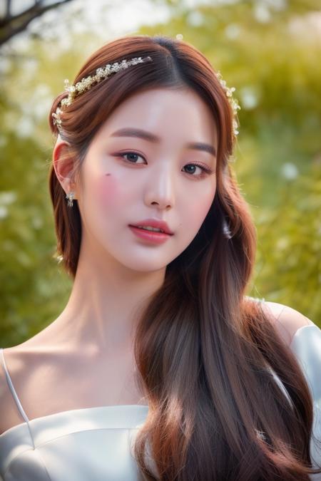 <lora:iveWonyoung:1>,Wonyoung,(close-up photo:1.5),(pov:1.1),korean, woman, complex 3d render ultra detailed, portrait of beautiful women, smile,looking over spruce forest, moody portrait, striking features, beauty, intricate details, dramatic composition, tension, contrast, texture, realism, high-quality rendering, stunning art, high quality, film grain, Fujifilm XT3,swirly bokeh,(realistic, photo-realistic:1.4),RAW photo,physically-based rendering,(looking at camera:1.5),(looking at viewer:1.2),(8k, best quality, masterpiece:1.2),(full body shot:1.1),octane render,extremely detailed CG, unity 8k wallpaper,studio soft light, rim ligh,in forest,sunlight,standing,(a girl is wearing wedding dress:1.5),hyper realistic detail shiny skin,ultra detailed,(ultra realistic:1.5),(intricate:1.2),(photorealistic:1.4),1girl,(skinny:1.3),detailed background