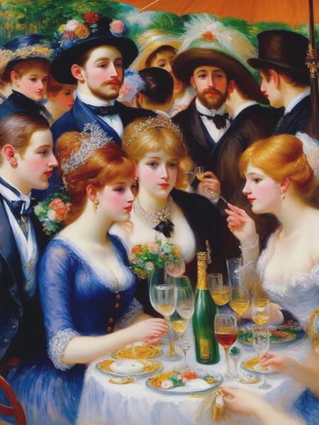 <lyco:Pierre-AugusteRenoir:1.0> a beautiful breathtaking oil painting of a party, Pierre-Auguste RENOIR, impressionism,