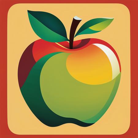 vector art, style of Tarsila do Amaral apple, flat color