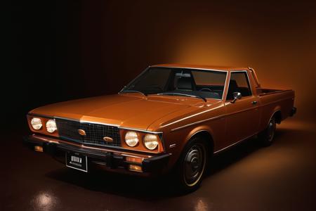 AutoStudio, (masterpiece, best quality, ultra-detailed), no humans, photo of a parked mid-sized [Brown:Orange:10] (((car))) in a studio, [hardtop coupe:pickup:15], [1980s:1990s:12], photo, [ford:mercury:12], granite surface, amazing details, (stunning, dramatic), studio photo, fine details, studio light, sunroof, exhaust, (matted:0.3), optical illusion, (fantastic perfect art:0.2), (gloomy illumination, stunning, dramatic, completed artwork), (depth of field:1), (teal and orange:0.45), (hyperdetailed:0.3), (soothing tones:0.1), matted, (Denmark:0.9), 8K, automobile <lora:AutoStudio:0.55>