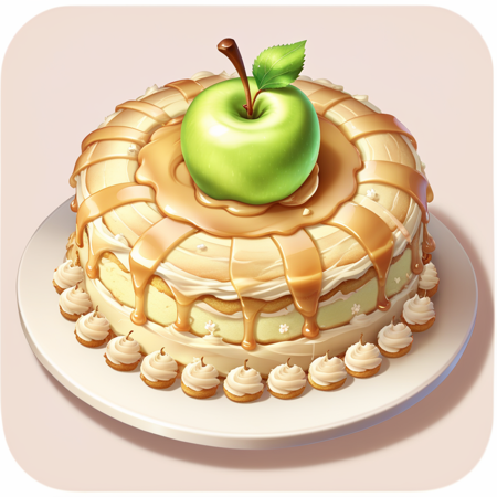 <lora:FoodIcons:0.7> fooico, caramel apple cake, game icon, professional, high quality, super cute, kawaii, 8k, adorable