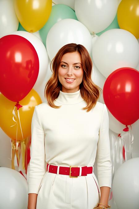 EvaLoRA1, fashion portrait photo of beautiful young woman from the 60s wearing a red turtleneck standing in the middle of a ton of white balloons, taken on a hasselblad medium format camera,  <lora:more_details:0.2>,  <lora:epi_noiseoffset2:0.3>, <lora:EvaLoRA1_512-512-000003:1>