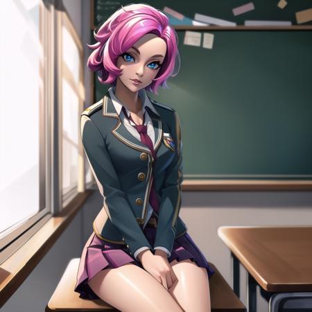 (high quality, best quality), maeve, 1girl,  <lora:maeve-000007:0.75>, solo, classroom, sitting, school_uniform