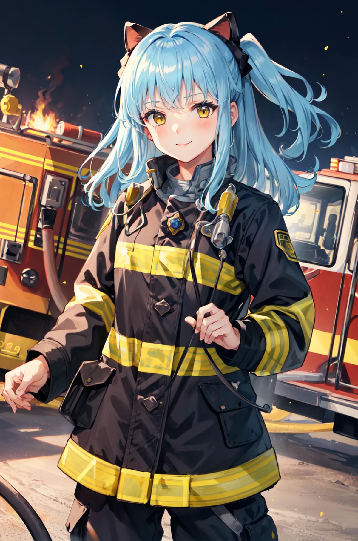 Firefighter anime girls