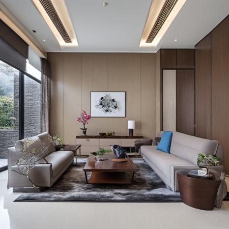 a living room of siheyuan,interior modern design and decoration