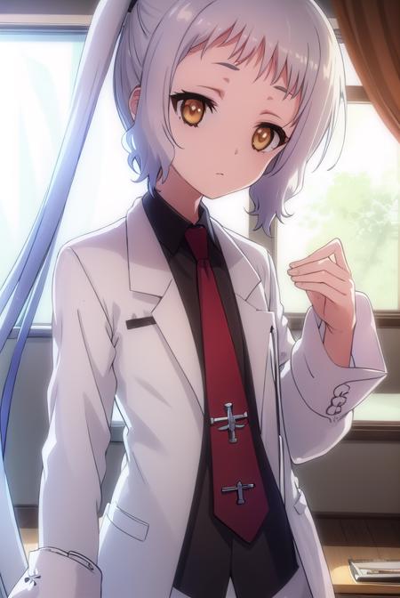 korewaariel, <lora:korewa ariel s2-lora-nochekaiser:1>,
ariel, long hair, twintails, (brown eyes:1.5), white hair,
BREAK necktie, red necktie, labcoat, (white labcoat:1.5), shirt, black shirt, collared shirt,
BREAK indoors, classroom,
BREAK looking at viewer, (cowboy shot:1.5),
BREAK <lyco:GoodHands-beta2:1>, (masterpiece:1.2), best quality, high resolution, unity 8k wallpaper, (illustration:0.8), (beautiful detailed eyes:1.6), extremely detailed face, perfect lighting, extremely detailed CG, (perfect hands, perfect anatomy),