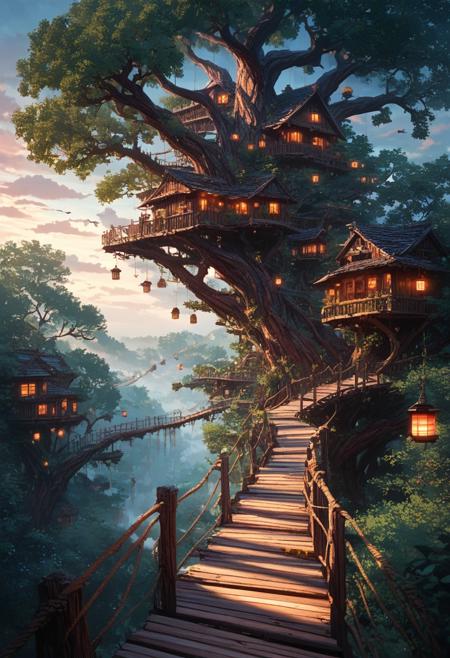 Village on the tree branches (Fantasy) (Fairy Tails PACK) V1