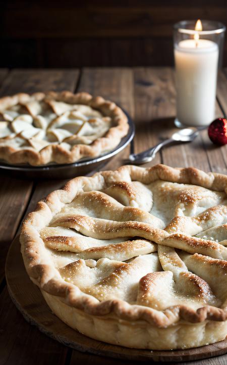cinematic film still ((best quality)), ((masterpiece)), (detailed), 8K, celebration of Pi Day, an array of freshly baked pies arranged in a circular pattern, various flavors and fillings, golden crusts, steam rising, surrounded by mathematical symbols and equations drawn in flour, on a rustic wooden table, warm natural lighting, shallow depth of field, (festive atmosphere:1.3), (culinary artistry:1.2), shot with a 50mm lens, f1.8 . shallow depth of field, vignette, highly detailed, high budget, bokeh, cinemascope, moody, epic, gorgeous, film grain, grainy