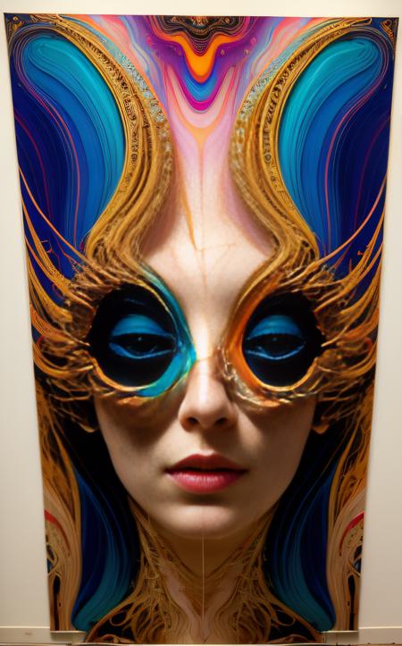 Psychedelic style (Soft Lighting Photography by Mimoza Veliu and Mario Giacomelli:1.2), Photo of TWbabeXL01, NSFW, photorealistic, by Greg Tocchini and Shiro Masamune, underexposure, a discovery of advanced technology on a distant planet , hyper detailed, professional poster art, bold lines, award winning, trending on ArtStation , (intricate details, masterpiece, best quality:1.4), looking at viewer, dynamic pos, in the style of nicola samori
<lora:epi_noiseoffset2:1> . Vibrant colors, swirling patterns, abstract forms, surreal, trippy