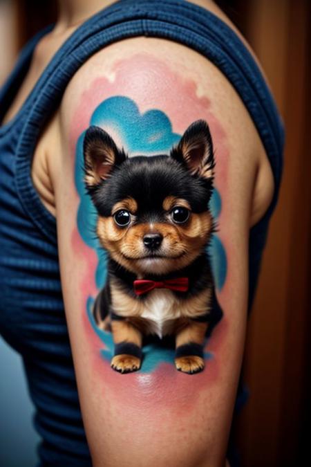 chibbi dog tattoo on arm