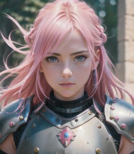 warrior, hair pink, armor leather pink ((realism)), extremely high quality RAW photograph, ultra detailed photograph, sharp focus, high resolution, high quality, film grain, Fujifilm XT3,Highly Detailed, movie, (Cinematic Photo:1.3) of (Realistic:1.3),Photorealism, (Magical Photo:1.3)