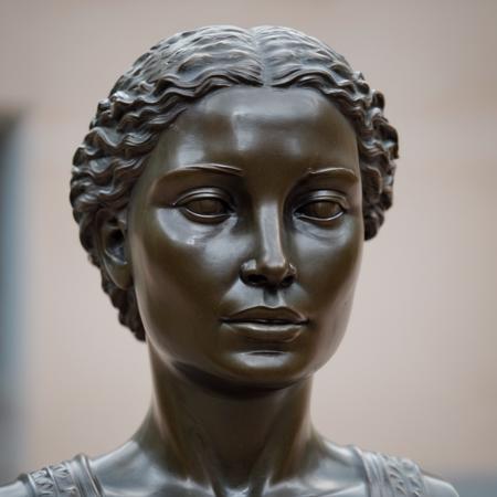 High quality documentary footage of a bronze head statue of a woman,f /2.8, Canon, 85mm,analog, fiilm grain , <lora:asmrdarling_xl_2_standard_merger_21_51_055_045:1.2>