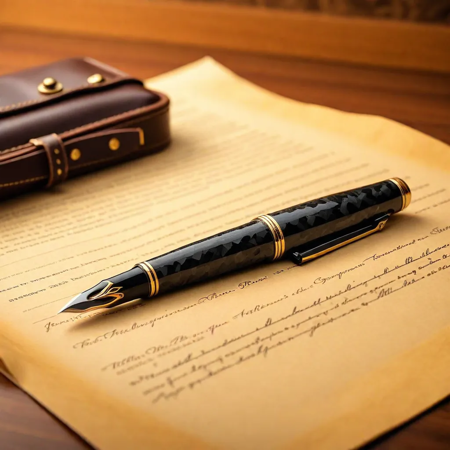 A forged carbon fountain pen resting on parchment with a soft leather case nearby, macro depth of field, soft warm lighting lazypos
<lora:TrendCraft_The_Peoples_Style_Detailer-v2.3I-4_15_2025-SDXL:0.8>
<lora:Forged_Carbon_SDXL:1>