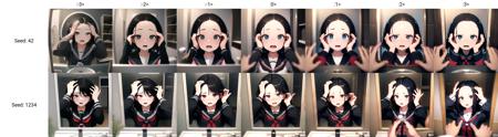 absurdres, higres, ultra detailed, face focus, solo, washroom, indoors, upper body,  pov,
1girl, forehead, open mouth, !?, (hands on own head:1.2), surprised, black hair, black serafuku, long sleeves, looking at mirror, no eyebrows, 
cinematic lighting, depth of field, HDR, ray tracing, perfect hands, 
<lora:envybetterhandsLocon_beta2:1> <lora:mayunashi_22222_8:-3> <lora:maro_eyebrows_22222_8:0>