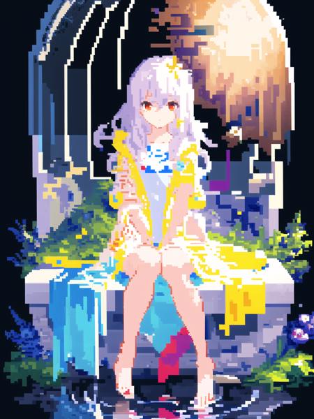 (masterpiece_1.2, best quality),ð,
//,
(((masterpiece))),((pixel art)),((1girl)),(((wearing Transparent plastic raincoat))),flat chest,((the girl is in the glass sphere)),birdcage,white hair,long hair,water hair,floating hair,delicate reflective hair,red eyes,delicate reflective star eyes,sitting on the ground,flower background,