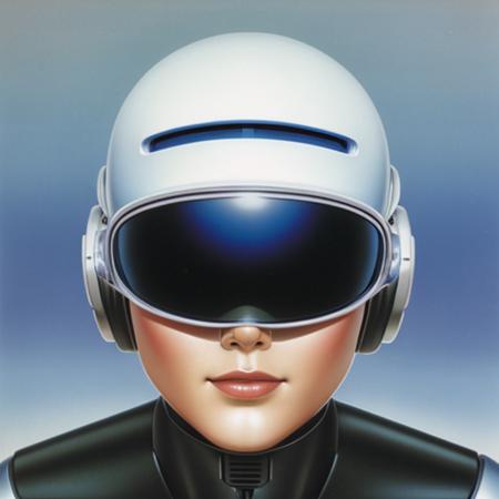 airbrush surrealism <lora:airbrush surrealism:0.5> robot with a visor for eyes