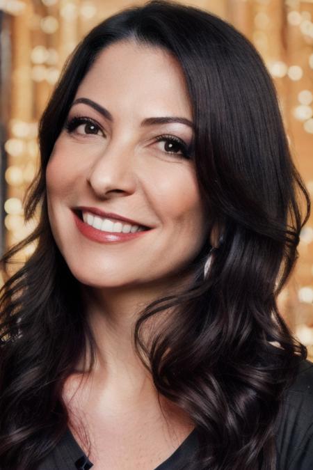 Portrait photo of an4pp4dr40 woman, (light bokeh)++, (black tshirt)+, detailed face, in a bedroom, makeup, smile