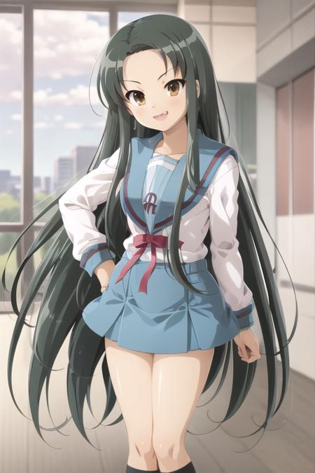 <lora:Tsuruya_V1.4:1> tsuruya, school uniform, 1girl, kita high school uniform, blue skirt,