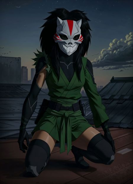 chessire assassin mask green and black ninja outfit green and gold arabian outfit grey office outfit white and green school girl outfit green and gold asian outfit