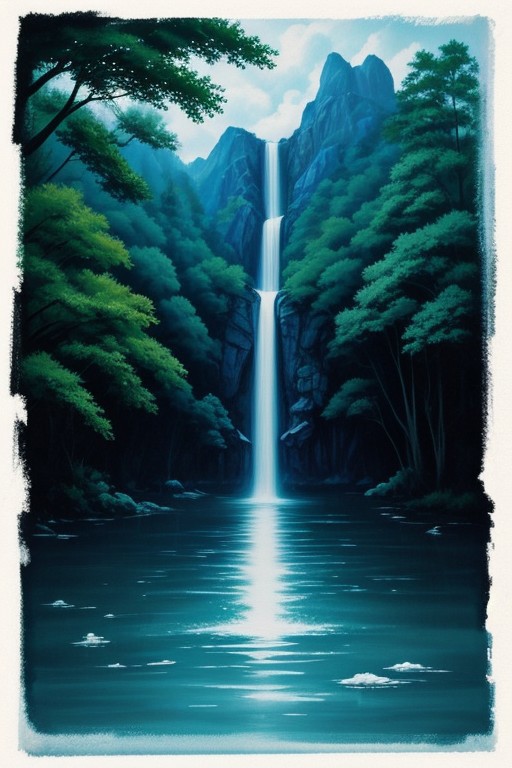 bl@ckp1nk butterfly, white background, dripping paint ink, scenery, water, tree, splash, mountain,