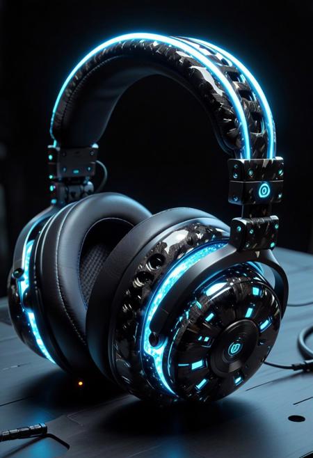 score_9, score_8_up, score_7_up, masterpiece, amazing quality, best quality, very aesthetic, absurdres, very awa, hyper-realistic, ultra-HD, perfect composition, cinematic lighting, volumetric lighting, raytracing, ambient occlusion, extreme close up, 
BREAK
forged carbon, Carbon Fiber Headphones, forged carbon shell, glowing LEDs, sleek design, cyberpunk aura,