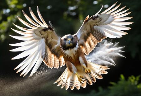 Hawk Talons A hawk’s talons explode into a burst of brown and white chalk dust.