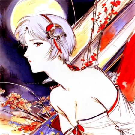 <lora:yoshitaka_amano_lora-10:1>, amano yoshitaka, traditional art, 1girl, rei ayanami, ayanami rei, evangelion