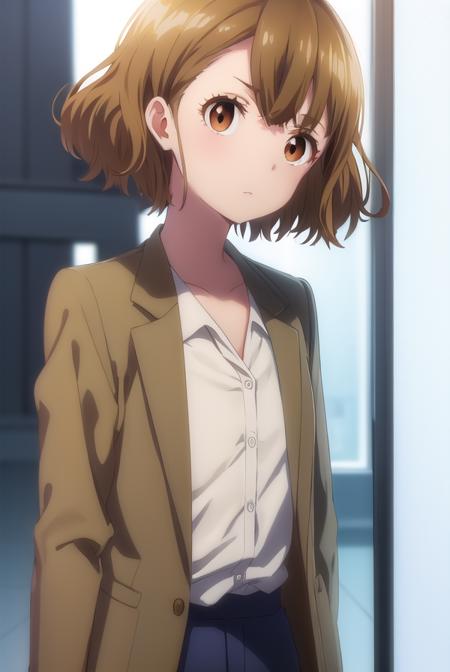 yuzuhamishima, <lora:yuzuha mishima s1-lora-nochekaiser:1>,
yuzuha mishima, short hair, brown hair, (brown eyes:1.5),
BREAK shirt, long sleeves, jacket, white shirt, open clothes, pants, black footwear, watch, green jacket, wristwatch,
BREAK indoors, office,
BREAK looking at viewer, (cowboy shot:1.5),
BREAK <lyco:GoodHands-beta2:1>, (masterpiece:1.2), best quality, high resolution, unity 8k wallpaper, (illustration:0.8), (beautiful detailed eyes:1.6), extremely detailed face, perfect lighting, extremely detailed CG, (perfect hands, perfect anatomy),